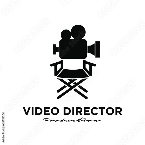 video director Studio Movie Video Cinema Cinematography Film Production logo design vector icon illustration Isolated White Background