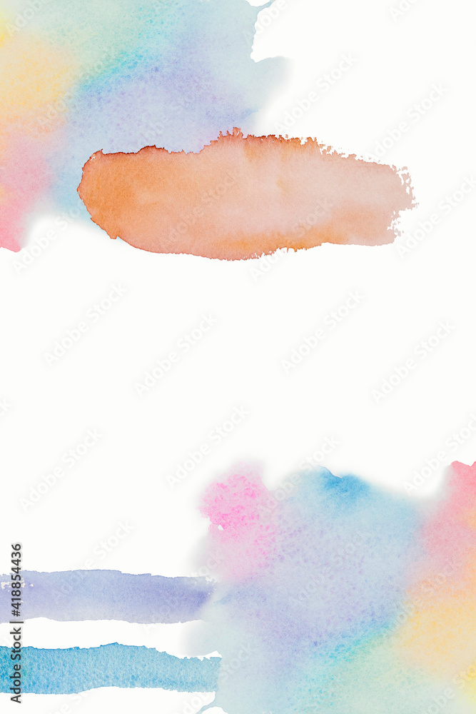 Obraz premium Bright watercolor blue- yellow- red stain line. Abstract illustration