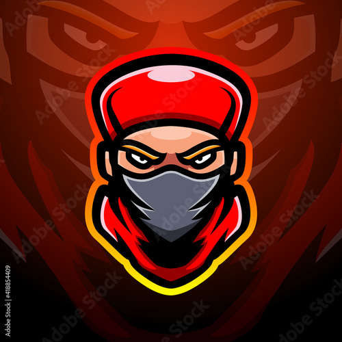 Ninja head mascot esport logo design