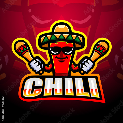 Mexican red chili pepper mascot logo design