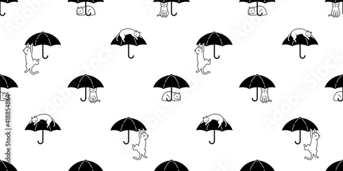 cat seamless pattern kitten umbrella calico vector pet scarf isolated repeat background cartoon animal tile wallpaper illustration doodle design