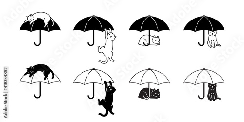 cat vector umbrella kitten calico icon logo pet breed cartoon character rain symbol doodle illustration design