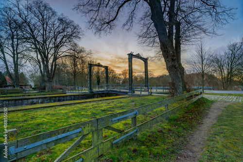 Obraz na plátně Lock at Kluvensiek of the Old Eider Canal, predecessor of the Kiel Canal