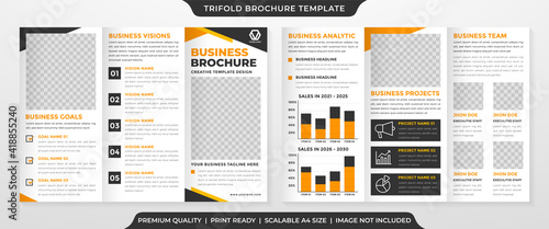 trifold brochure template design with abstract background style and modern layout use for business profile and catalog