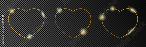 Gold glowing heart shape frame
