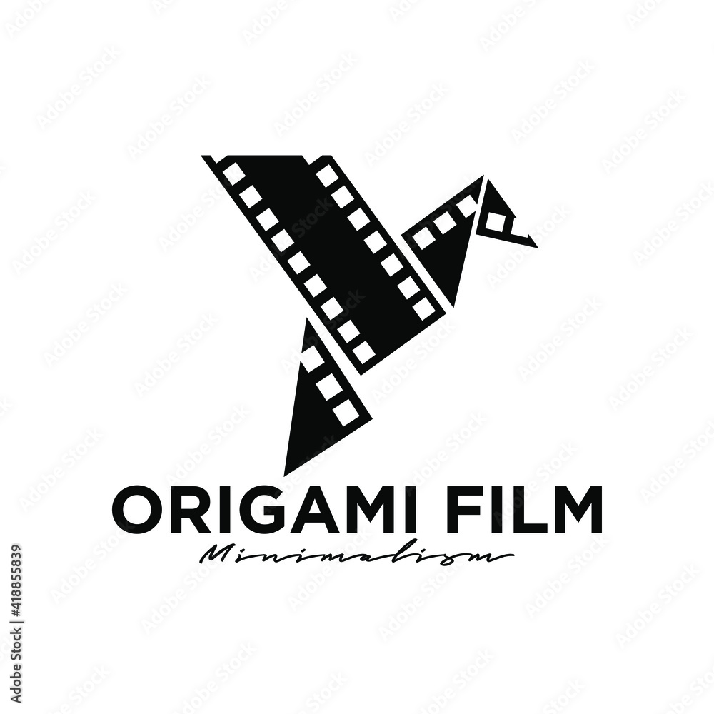 bird origami filmstrip logo icon design bird origami filmstrip logo icon design