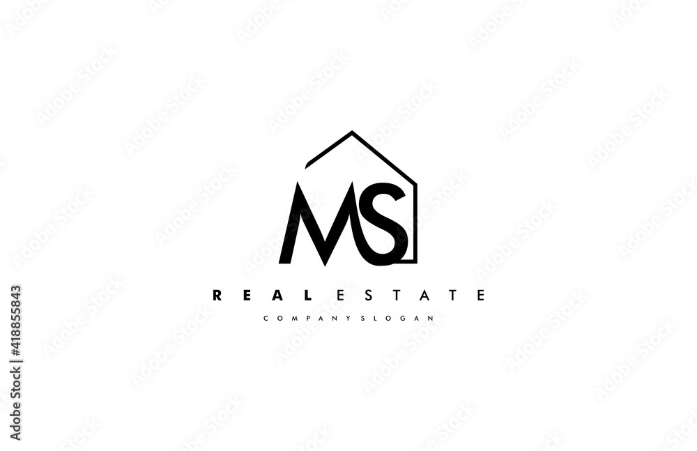 Logo Home MS Real Estate Stock Vector Adobe Stock