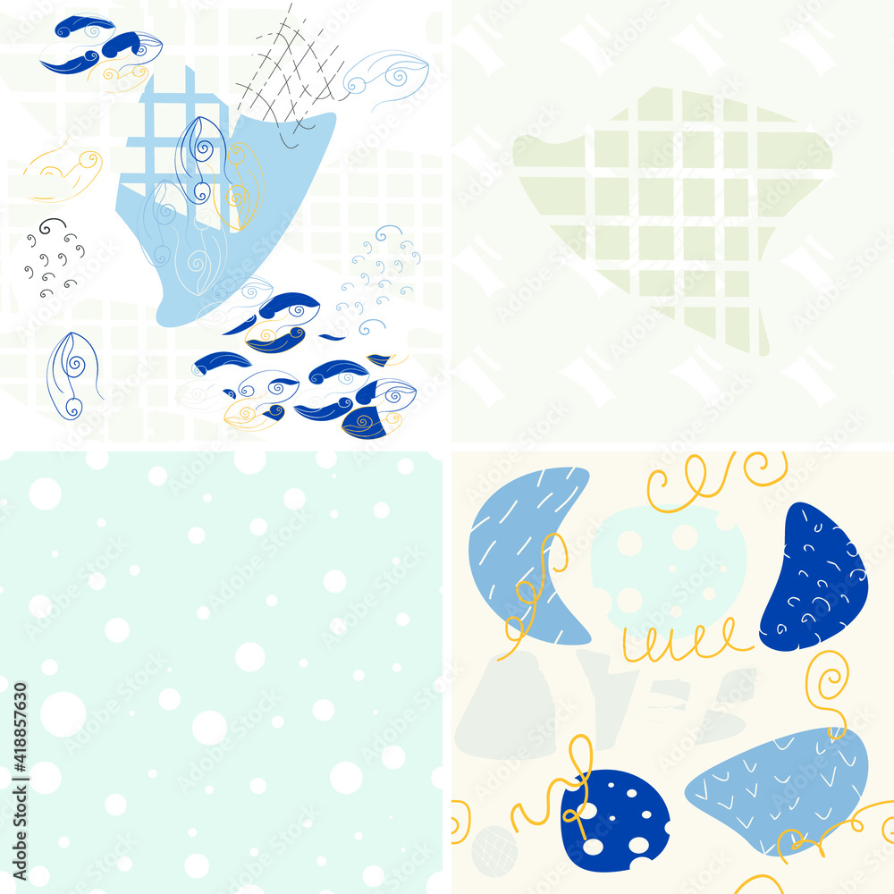 Graphic elements for creating a design. Modern and trendy abstract stripes, curls, geometric shapes,the set seamless pattern Graphic elements for creating a design. Modern and trendy abstract stripes, curls, geometric shapes,the set seamless pattern
