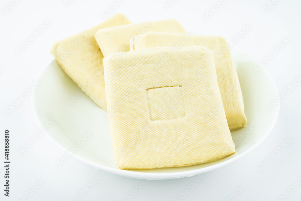 Teochew dried tofu on white background