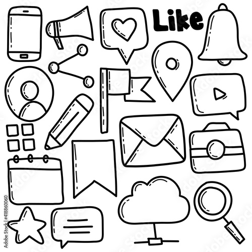 Social Media Doodle Icon Set