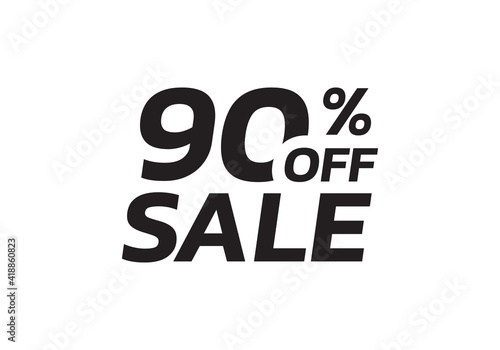 90 percent price off icon, label or tag for sale. Discount badge or sticker design. Vector illustration.