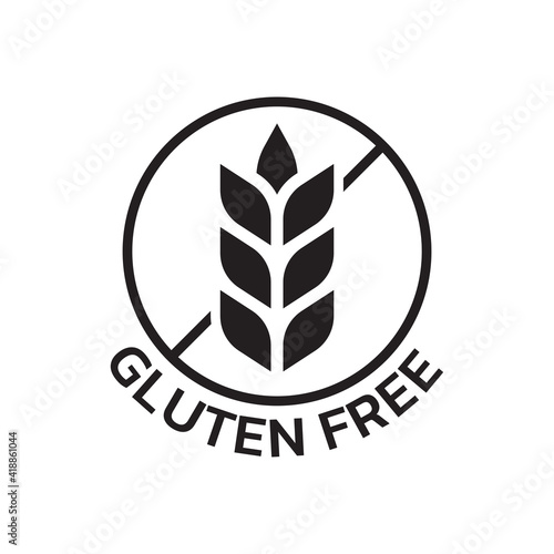 Gluten free icon with grain or wheat symbol. Food allergy label or logo. Vector illustration.