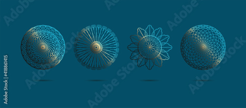 floating mandalas set metal blue shades