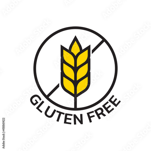 Gluten free icon with grain or wheat symbol. Food allergy label or logo. Vector illustration.