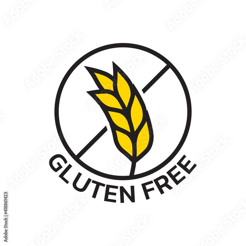 Gluten free icon with grain or wheat symbol. Food allergy label or logo. Vector illustration. © metelsky25