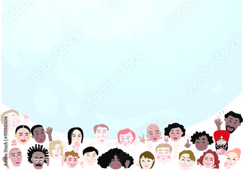 世界の人々と地球とコピースペース