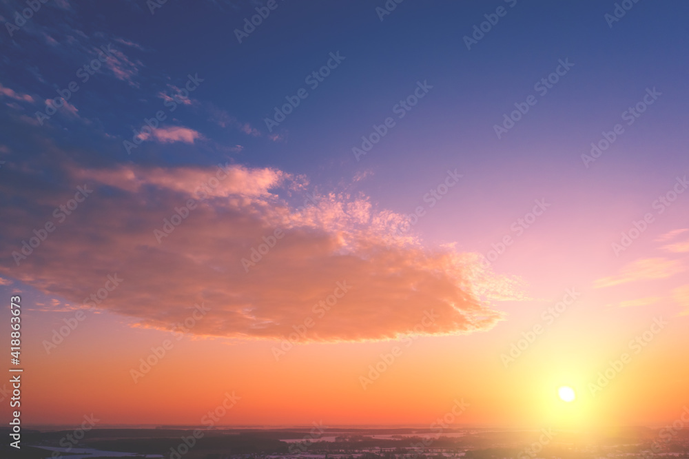 Fototapeta premium Beautiful cloud over the countryside at sunset. Sky texture. Abstract nature background