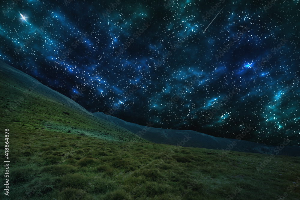 Fototapeta premium Beautiful starry, fantastic sky over the mountains.