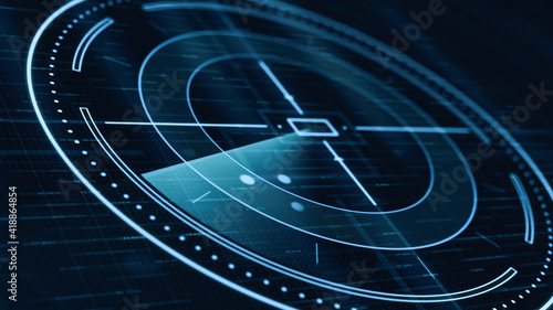 close-up view of a futuristic radar scanner (3d render)