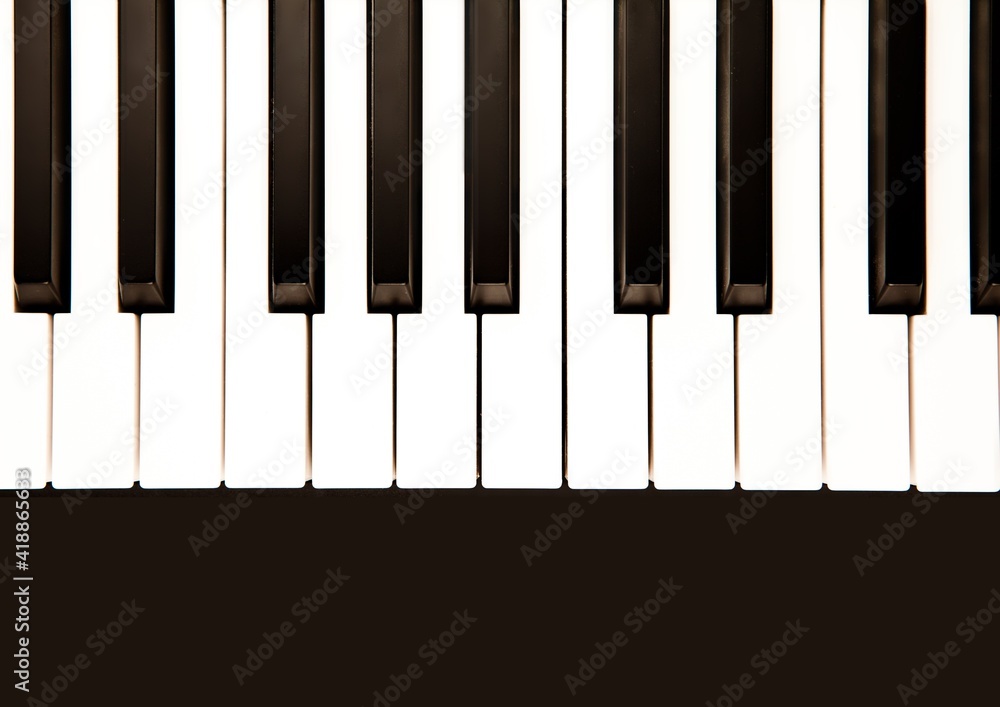 Illustration of piano keyboard and black stripe with copy space Illustration of piano keyboard and black stripe with copy space