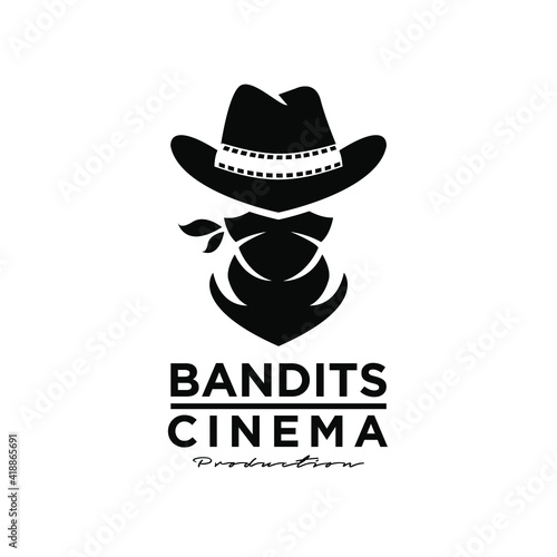 cowboy bandit western logo icon design