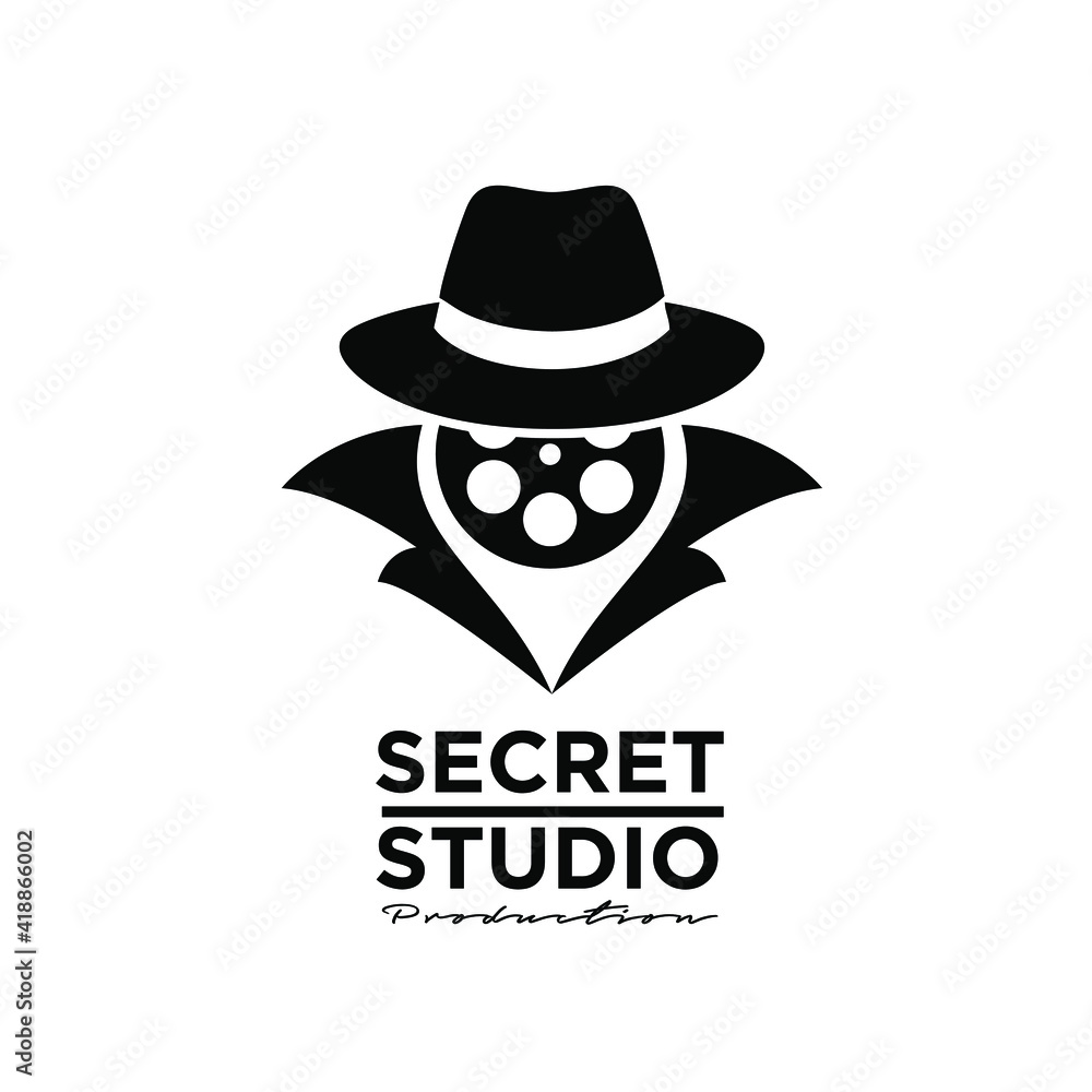 Secret Studio Movie Video Cinema Cinematography Film Production logo design vector icon illustration Isolated White Background