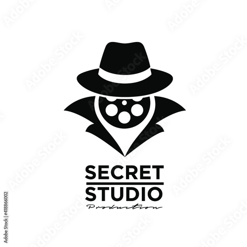 Secret Studio Movie Video Cinema Cinematography Film Production logo design vector icon illustration Isolated White Background