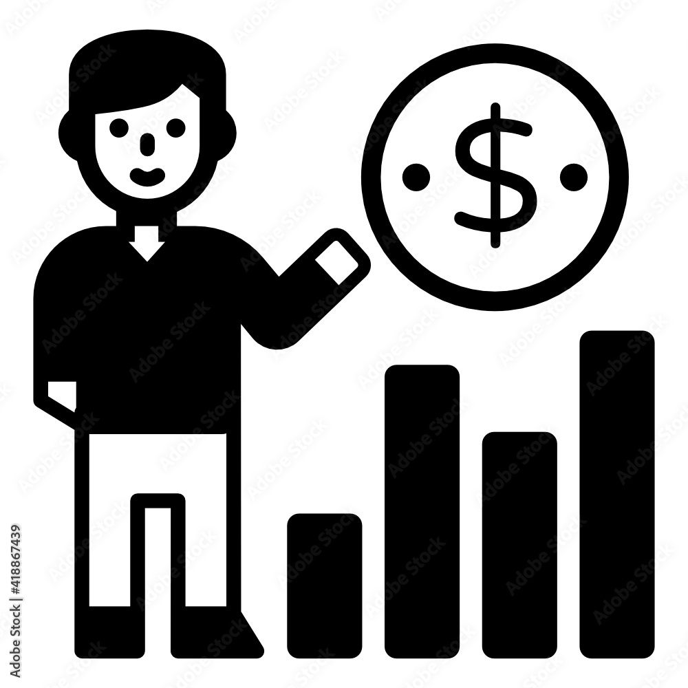 Bar chart with dollar depicting financial growth icon
Bar chart with dollar depicting financial growth icon