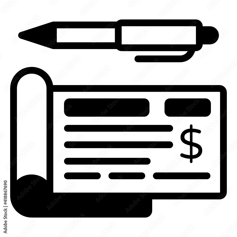A solid vector of bank cheque in editable style
A solid vector of bank cheque in editable style