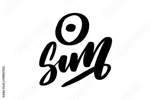 Sun. Black ink handwriting. Astrology natal birth chart symbol.