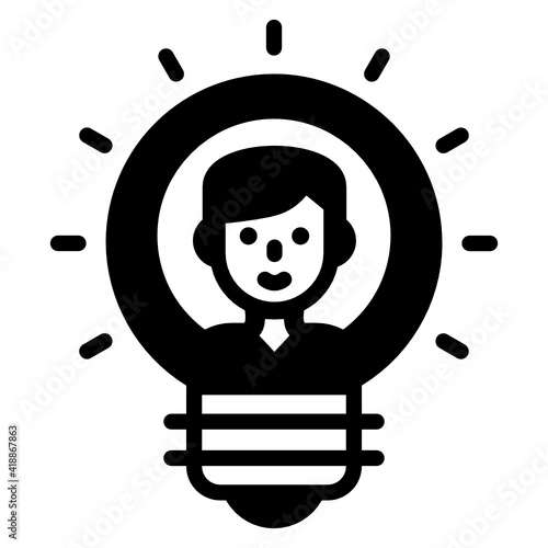 
Avatar inside light bulb, concept of founder icon

