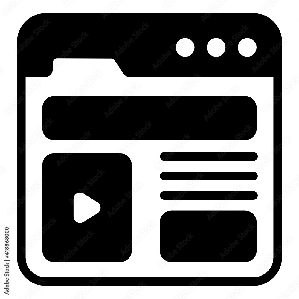 Video webpage icon in glyph style
Video webpage icon in glyph style