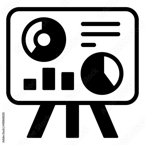 
Business analytical representation icon in solid design

