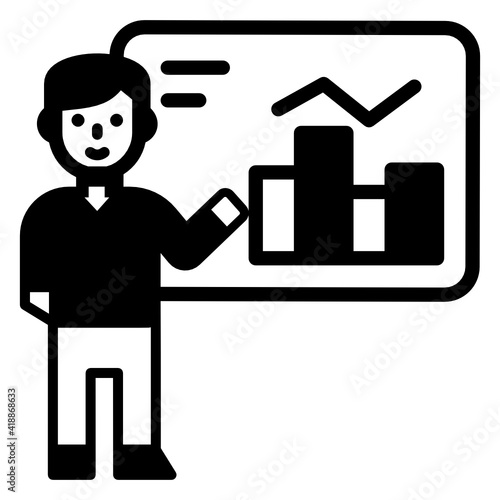 
Business analytical representation icon in solid design

