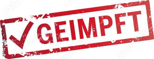roter Stempel geimpft mit Haken