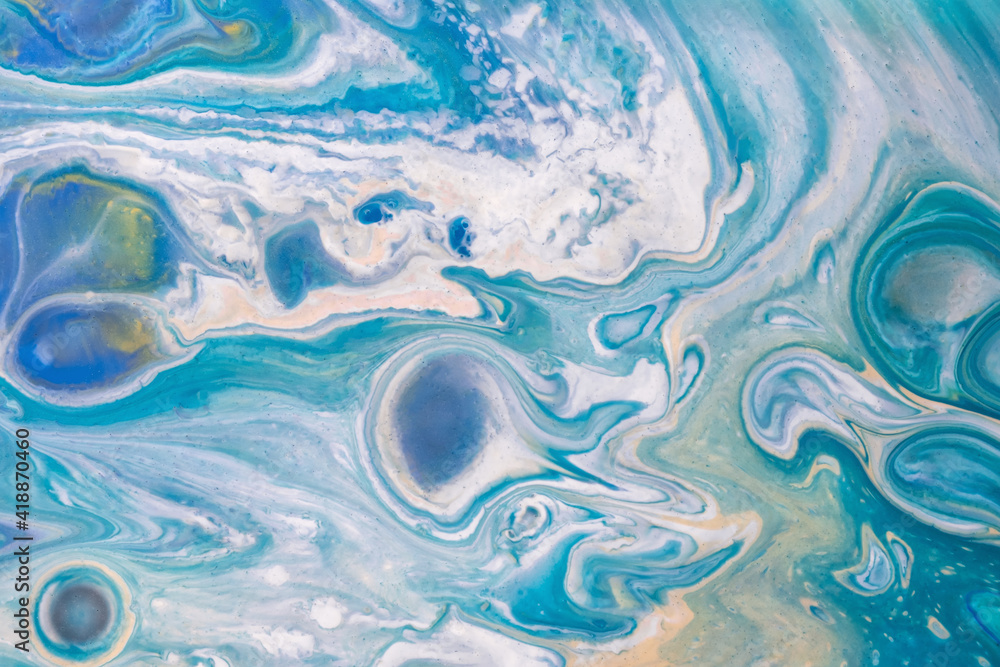 Abstract fluid art background turquoise and white colors Liquid acrylic painting Abstract fluid art background turquoise and white colors Liquid acrylic painting