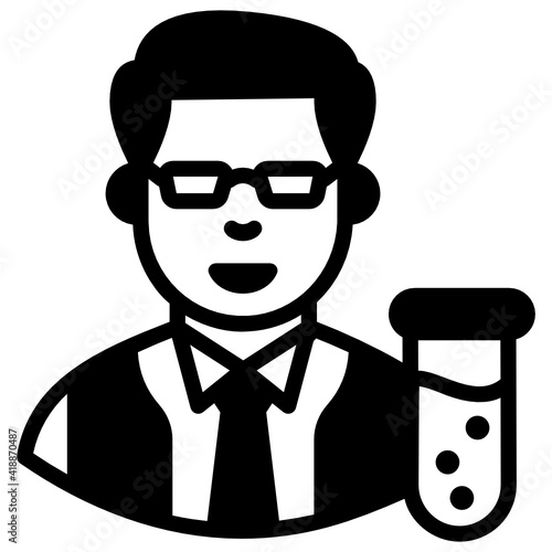 
A man icon in glyph design

