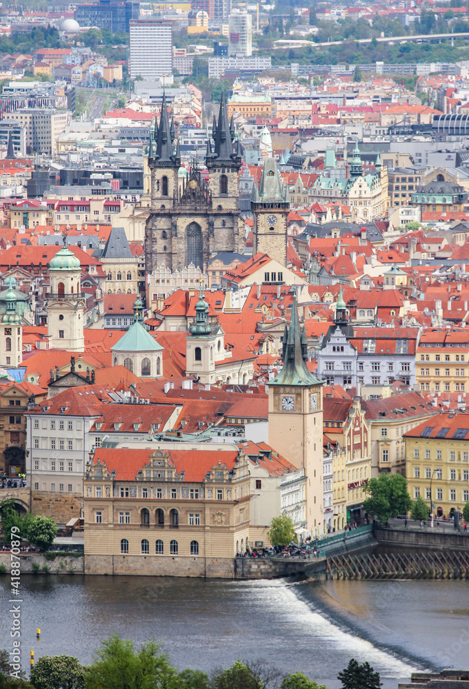 Springtime cityscape of Prague