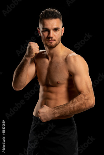 UFC fighter on a black background фототапет