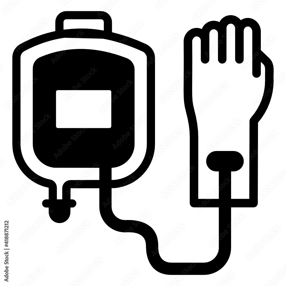 
Drip with hand, blood transfusion glyph icon

