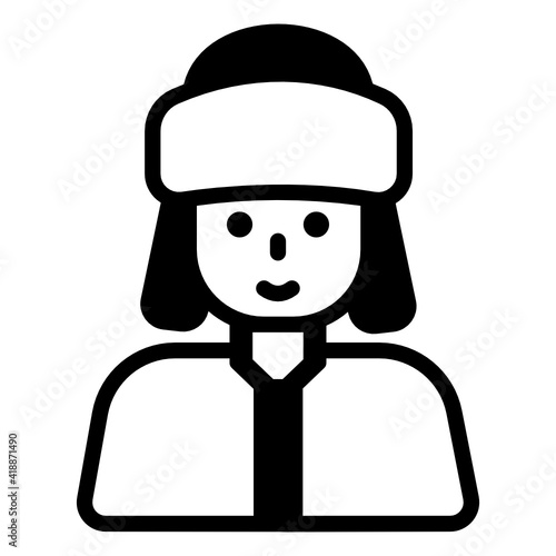 
Woman with cap denoting solid icon of winter girl 

