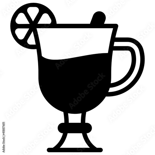 Mulled wine in glyph style icon 