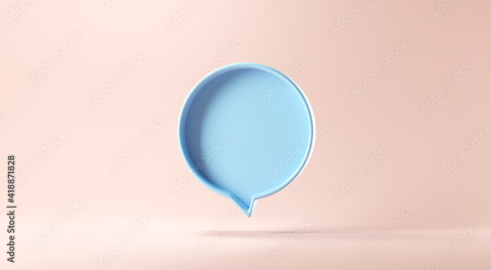 Bubble talk or comment sign symbol on rose gold background. 3d render. Bubble talk or comment sign symbol on rose gold background. 3d render.