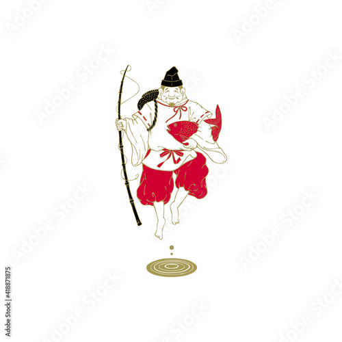 日本の七福神の恵比寿様のイラスト