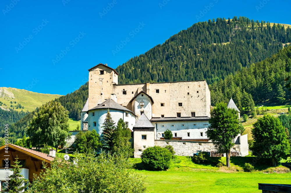 View of Naudersberg Castle in Nauders - Tyrol, Austria