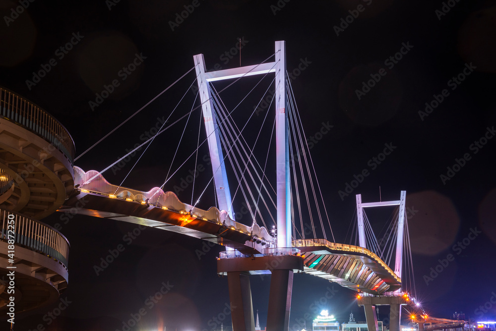 Obraz premium This is a night view photo created by the magnificent bridge and beautiful lighting.
