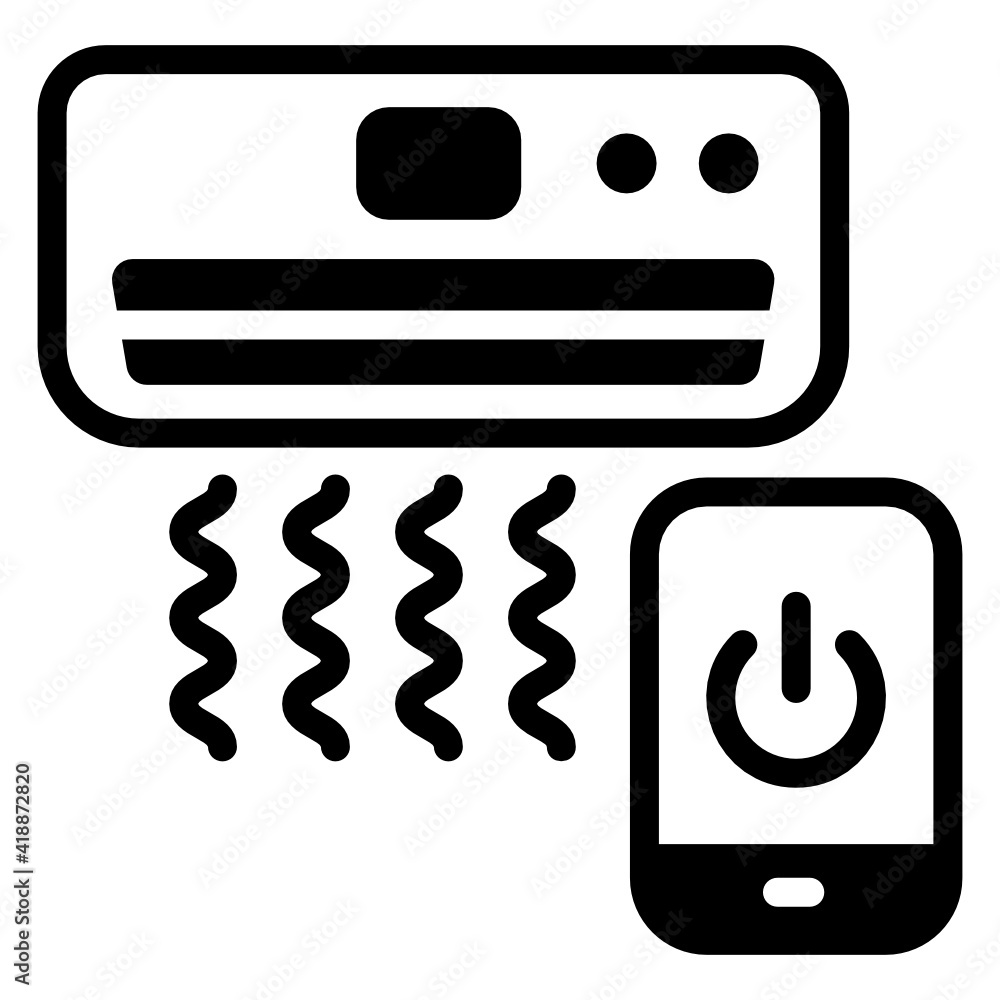 
Smart air conditioner in glyph style icon, home appliance 

