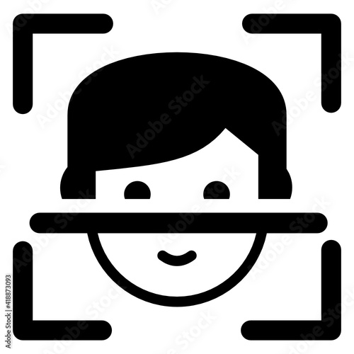 
Face detection glyph style icon, technology 

