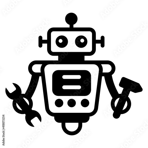 
Chatting robot in glyph style icon, technology 

