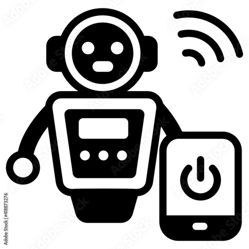 
Chatting robot in glyph style icon, technology 

